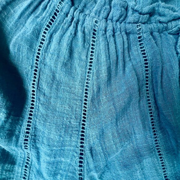 Sundance Artist Dream Top Blouse Boho Romantic Ruffle Lagenlook Teal Peasant - Picture 4 of 8